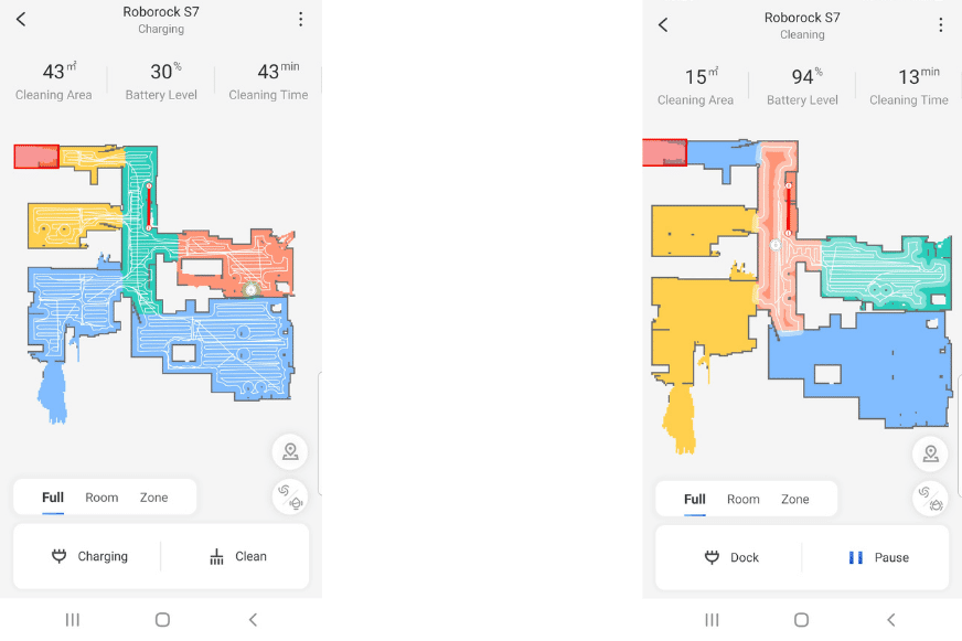 Die Fahrtwege des Roborock Saugroboters werden live in der Karte angezeigt